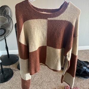 Elegant Color Block Crew Neck Sweater